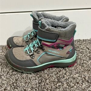 Merrell Kids' Gray and Teal Adventure Winter Boots Size 10.5c